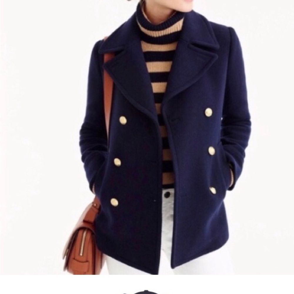 J. Crew Womens Navy Blue Wool Double